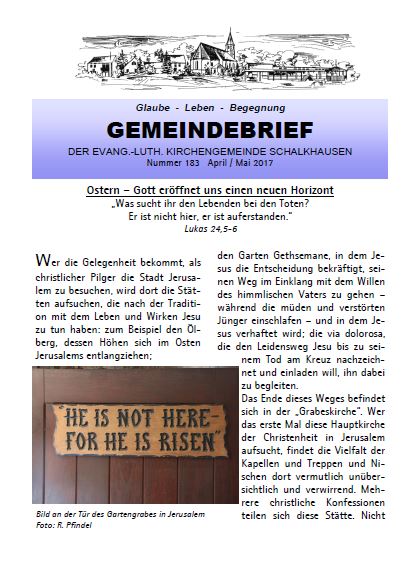 (c) Evang. Kirchengemeinde Schalkhausen - Bild Gemeindebrief 